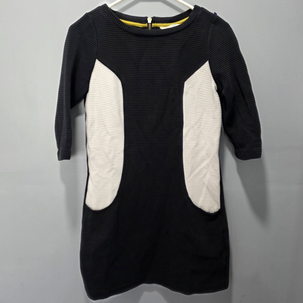 Boden Dress Size 8P Black 3/4 Sleeve Ottoman Womens Ribbed